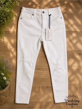 eunina White Distressed High-Rise Skinny Jeans